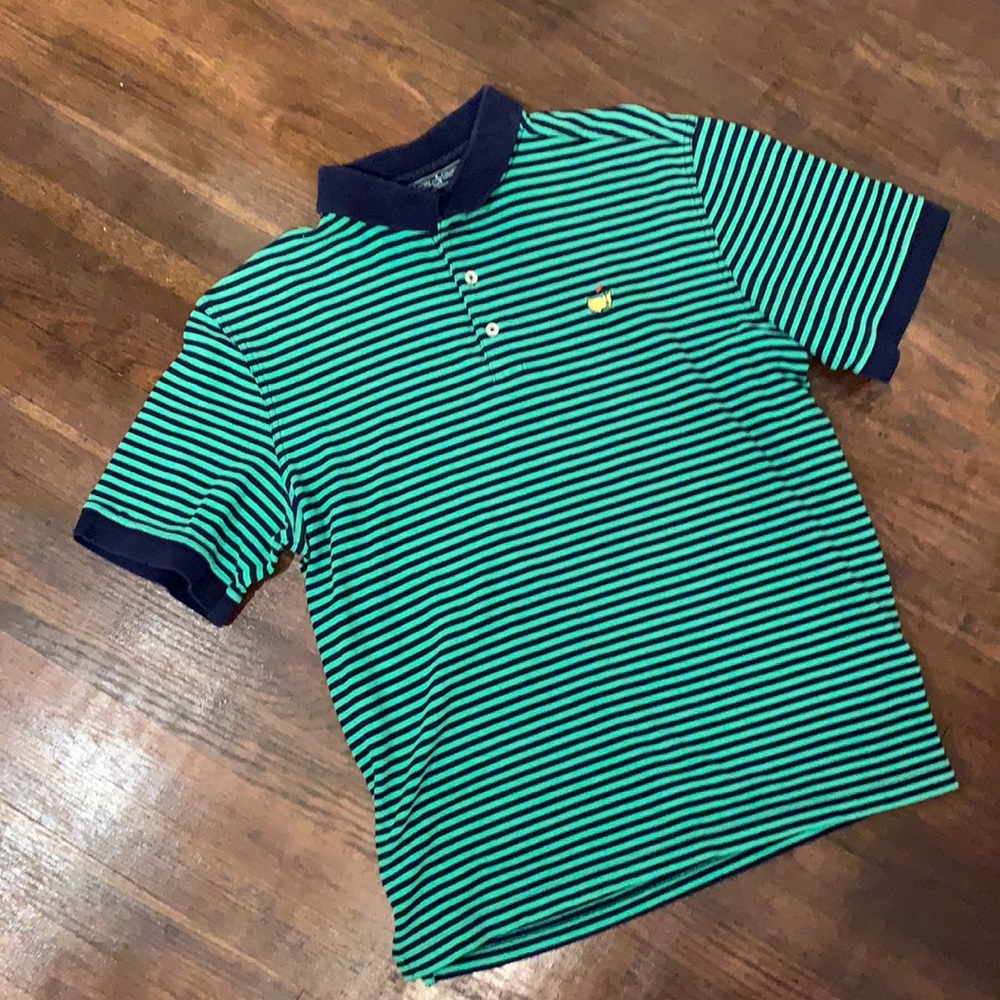 Masters collection Navy and green striped L polo